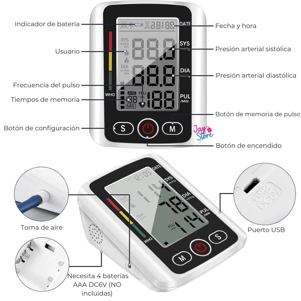 TENSIÓMETRO DIGITAL DE BRAZO CON VOZ EN ESPAÑOL 💙
